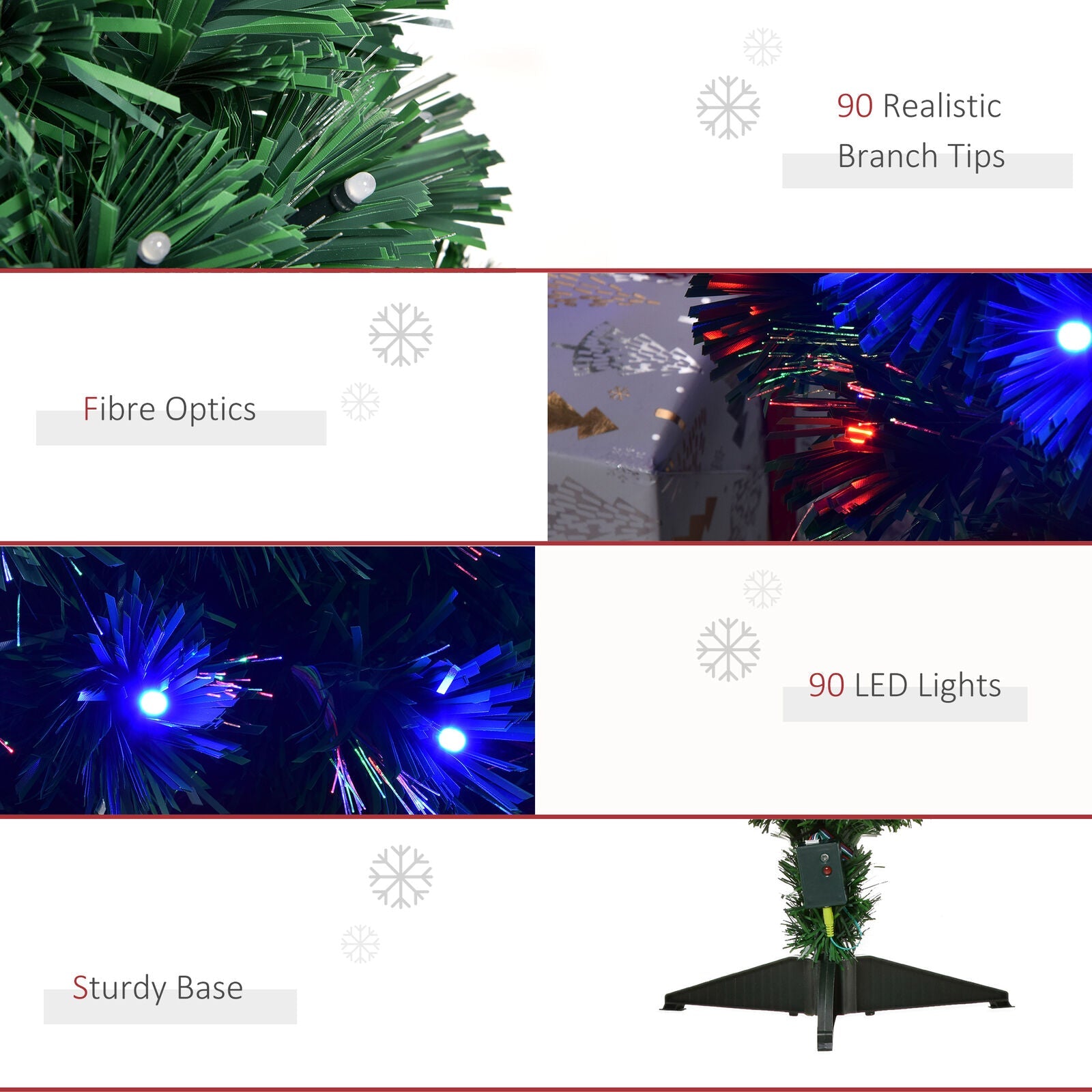 3FT Prelit Artificial Christmas Tree Fiber Optic Xmas Decoration, Green