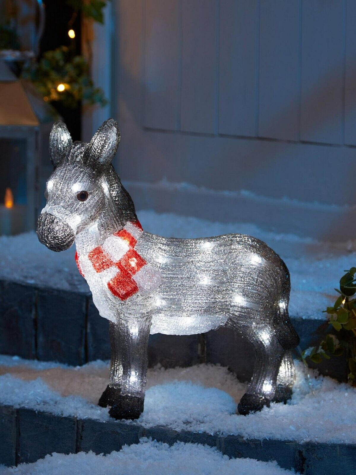 Christmas Nativity Donkey Decoration LED Light Up Animal Xmas Decor Acrylic