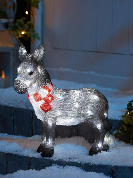 Christmas Nativity Donkey Decoration LED Light Up Animal Xmas Decor Acrylic