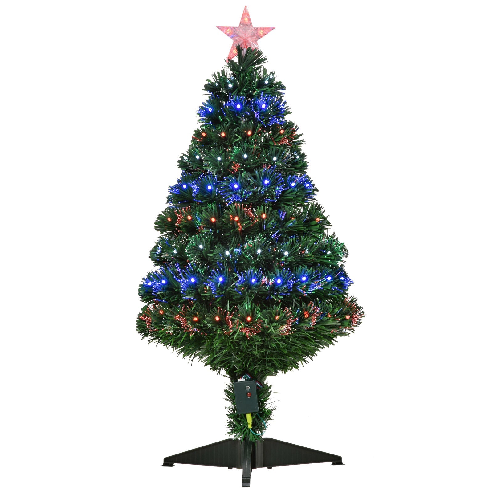 3FT Prelit Artificial Christmas Tree Fiber Optic Xmas Decoration, Green