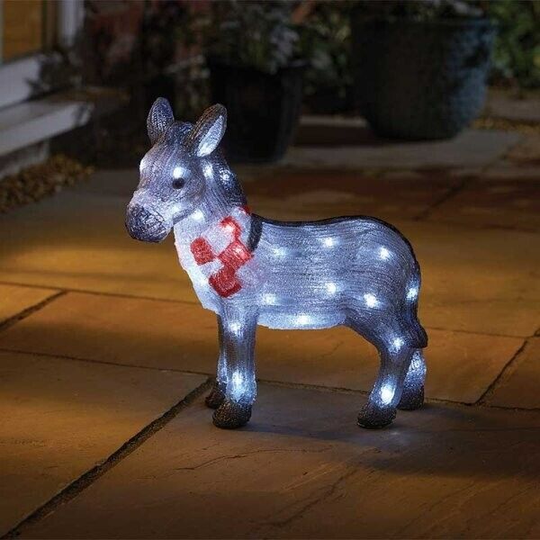 Christmas Nativity Donkey Decoration LED Light Up Animal Xmas Decor Acrylic