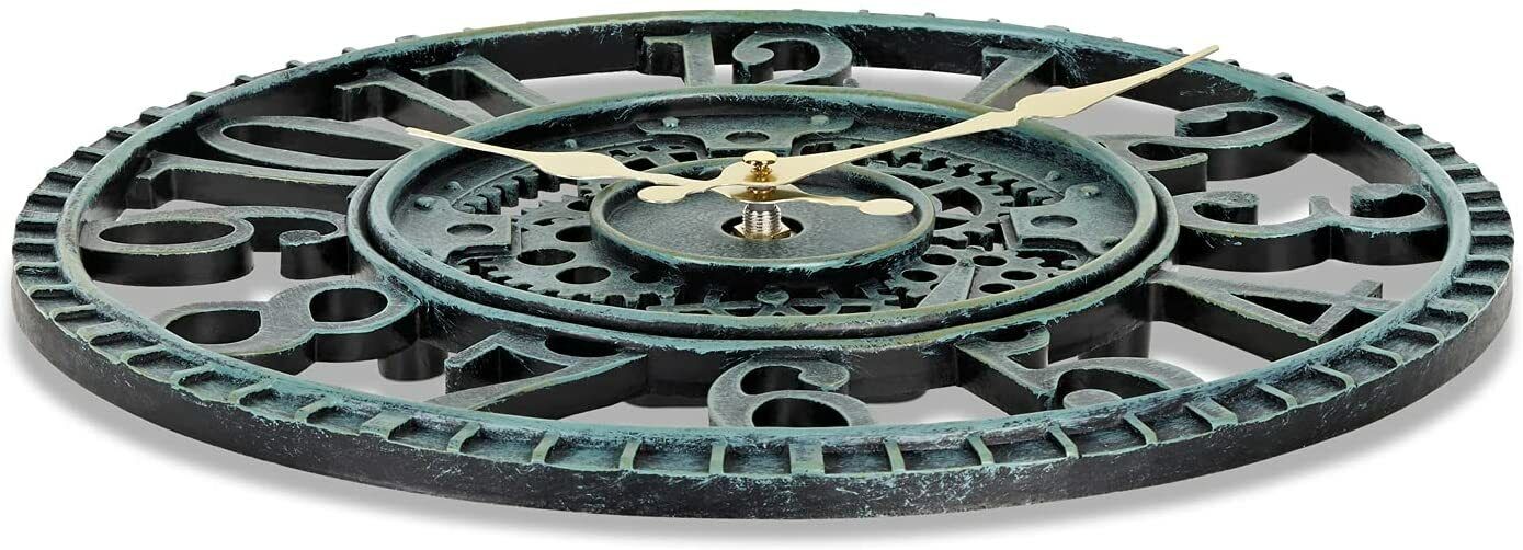 LARGE OUTDOOR GARDEN WALL CLOCK BIG GIANT OPEN FACE METAL BATTERY OPERATED