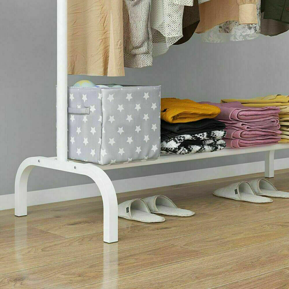 Heavy Duty Clothes Rail Metal Garment Hanger Display Stand Rack 8 Side Hooks