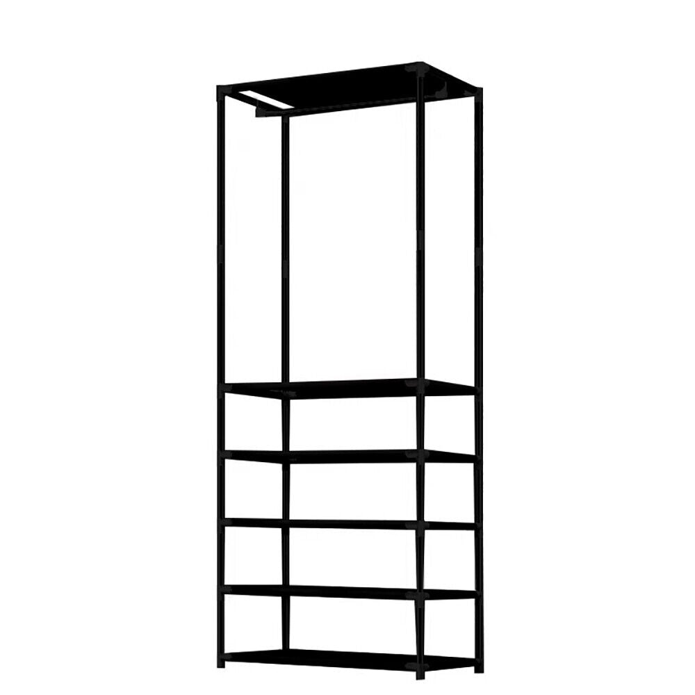 Heavy Duty Clothes Rail Garment Hanging Rack Shoe Storage Shelf Display Black