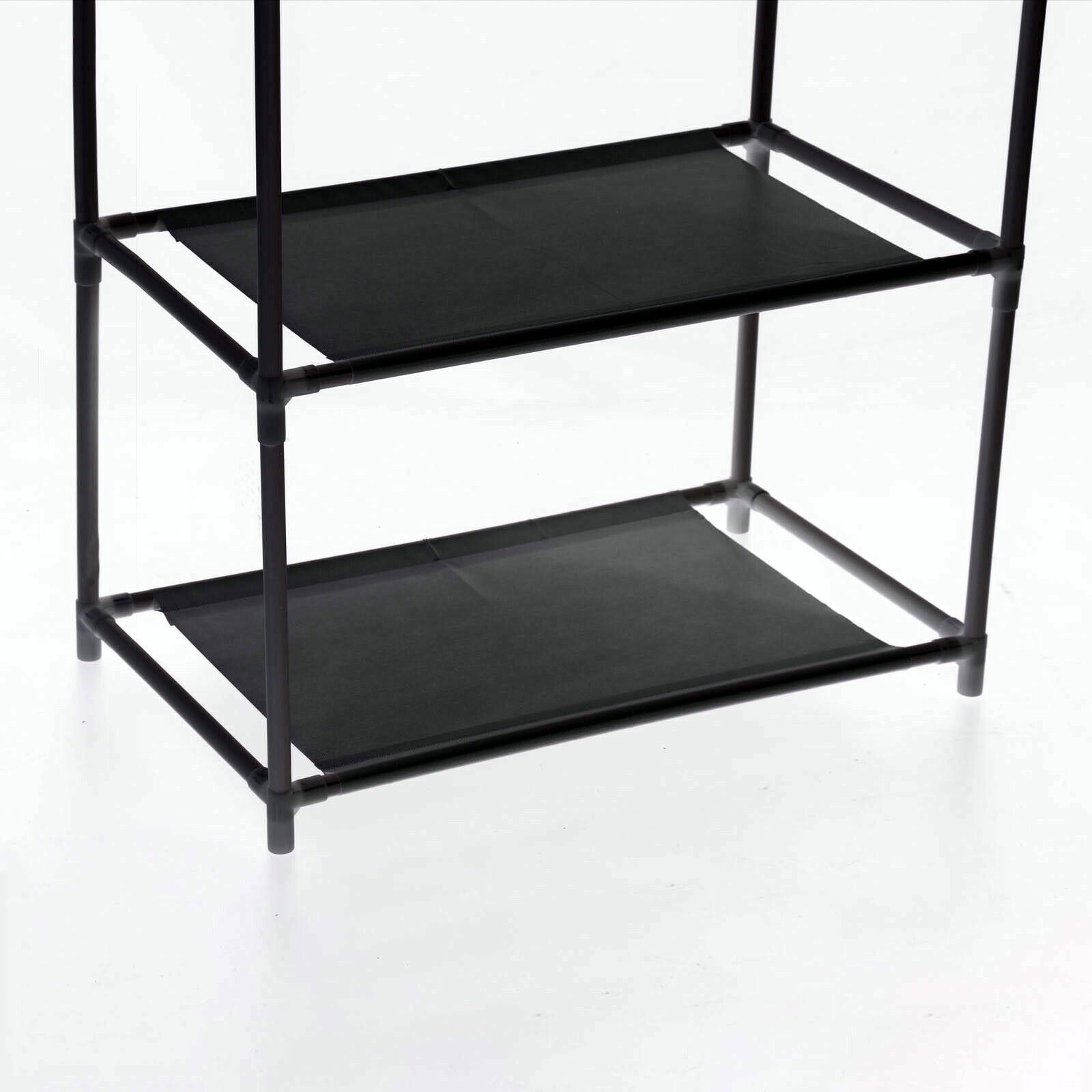 Heavy Duty Clothes Rail Garment Hanging Rack Shoe Storage Shelf Display Black