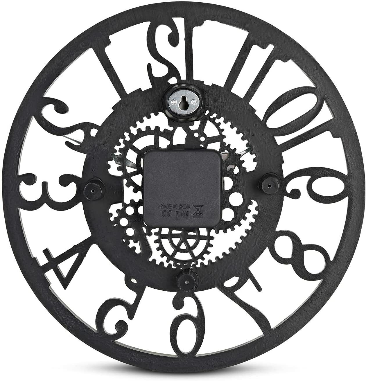 LARGE OUTDOOR GARDEN WALL CLOCK BIG GIANT OPEN FACE METAL BATTERY OPERATED