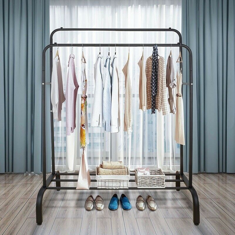 Double Clothes Rail Hanging Rack Garment Display Stand Storage Shelf