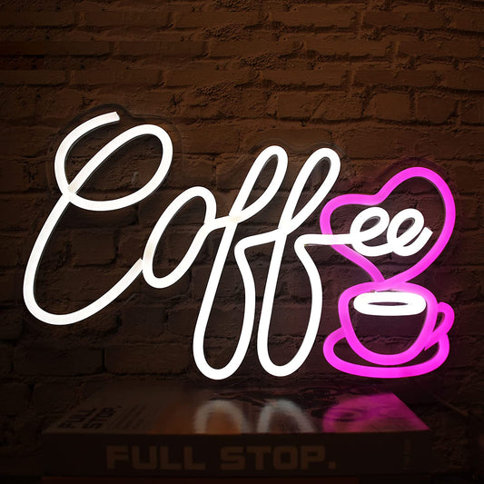 Coffee Neon Sign USB Powered Neon Light Art Wall Sign for Wall Decor, Café, Restaurant