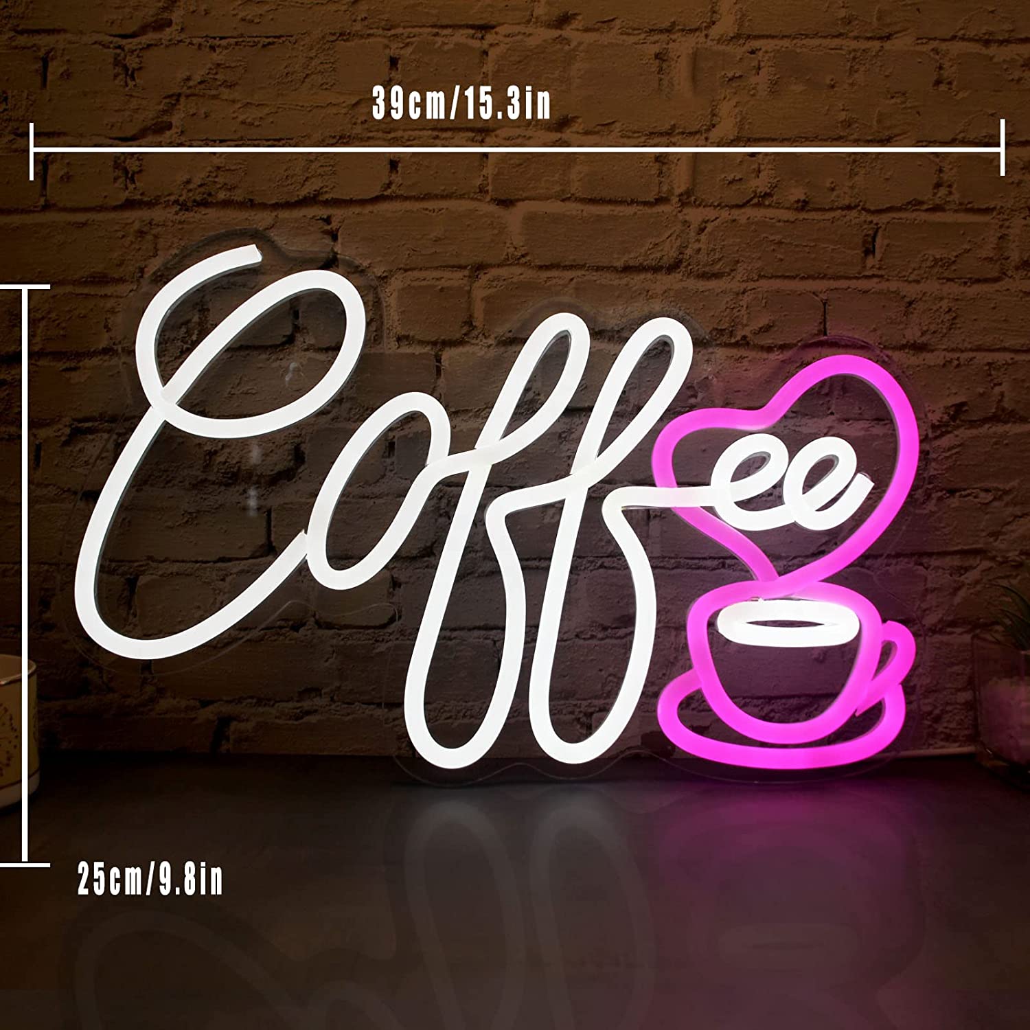 Coffee Neon Sign USB Powered Neon Light Art Wall Sign for Wall Decor, Café, Restaurant