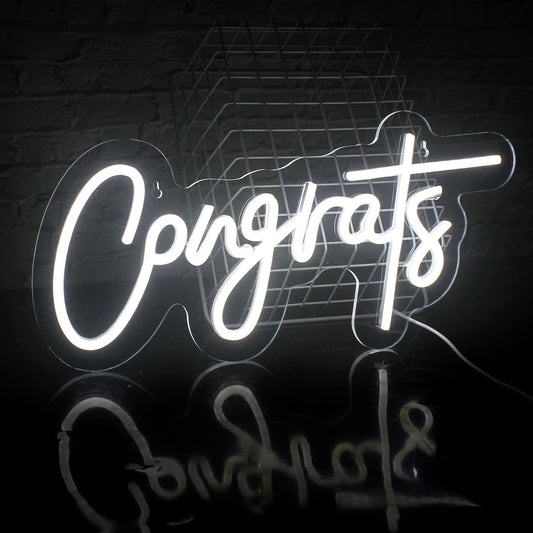 Congrats Neon Sign Led Neon Light, USB Powered Acrylic Art Wall Decoration for Bedroom