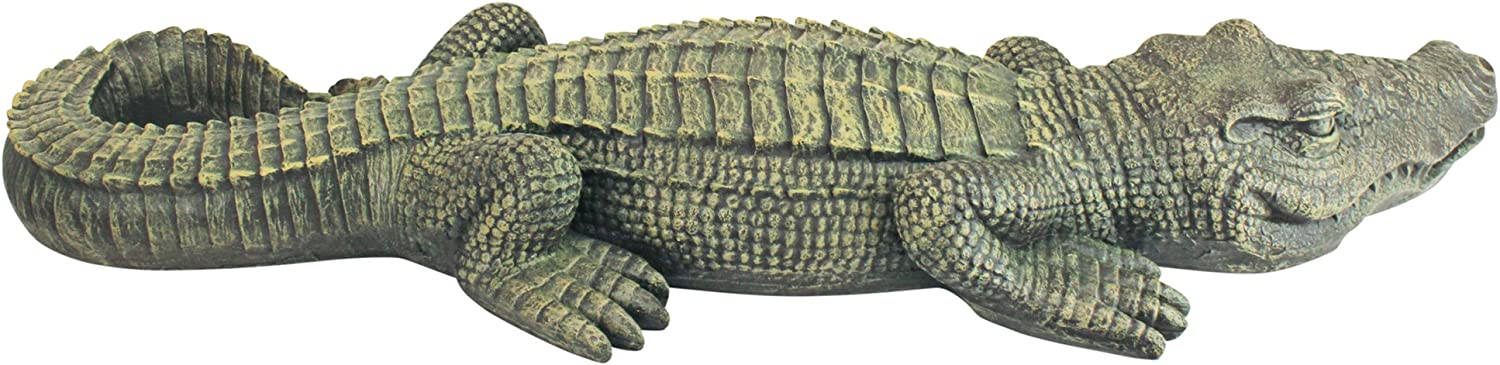 The Swamp Beast Lawn Alligator Crocodile Garden Sculpture, 94 cm, Polyresin, Full Color