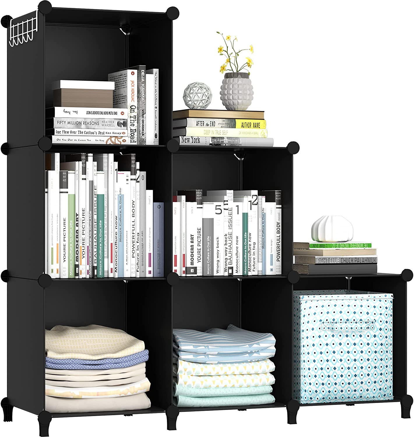 Cube Bookcase, 6 Cube Storage Unit Bookshelf Storage Cube Organiser Multi-Use DIY Storage Cube Shelf for Books, Toys, Clothes, Tools