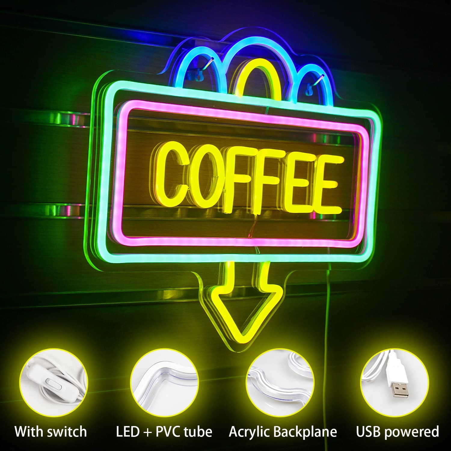 Coffee Neon Sign Cafe Neon Bar Sign Letter LED Sign Neon Sign Coffee