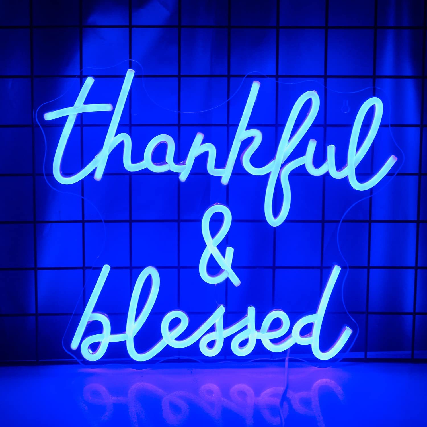 Neon Thankful and Blessed Sign