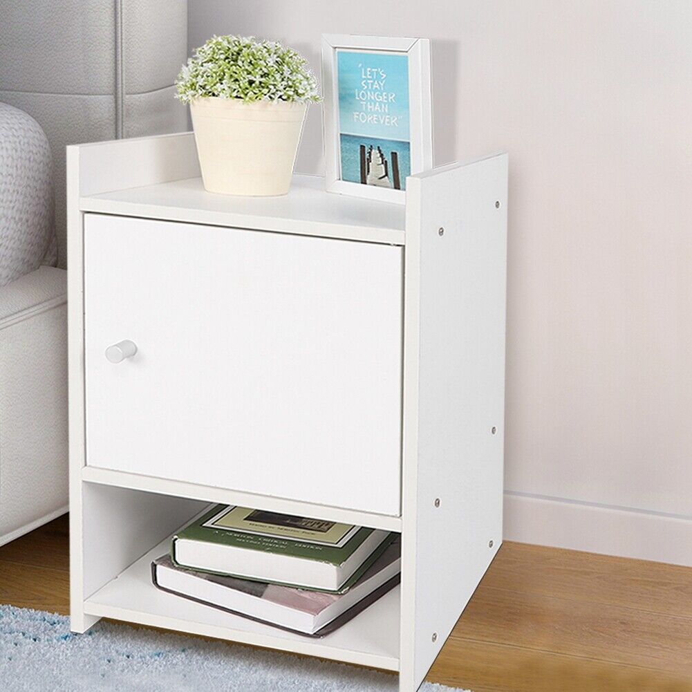 Wooden Bedside Table Cabinet Furniture 1 Drawer Storage Nightstand Side Table