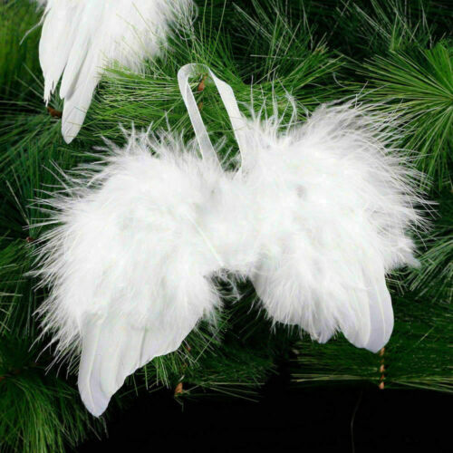 5x White Angel Wings Christmas Feather Baubles XMAS Tree Hanging Ornament Decor