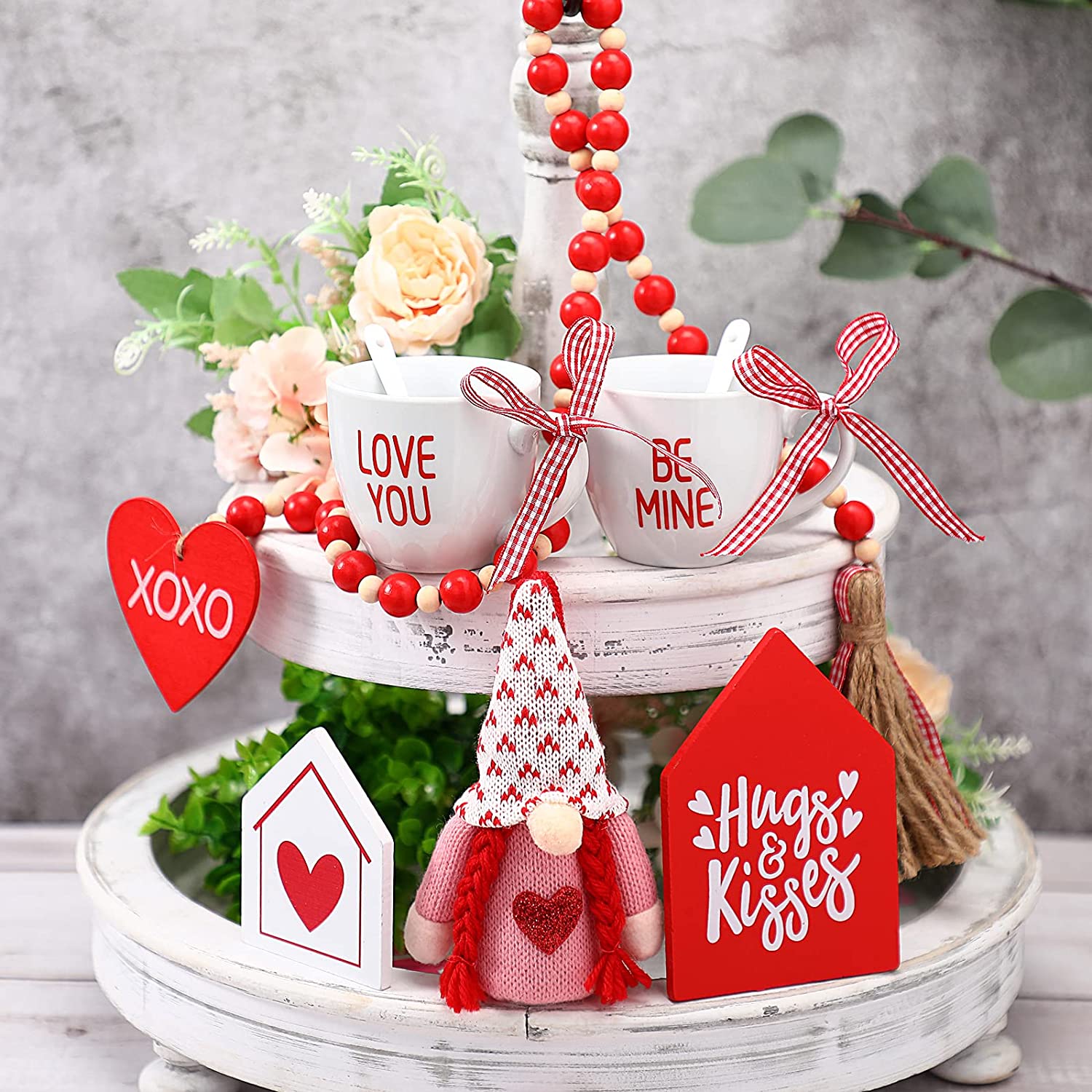 6 Pieces Valentine's Day Tiered Tray Decor