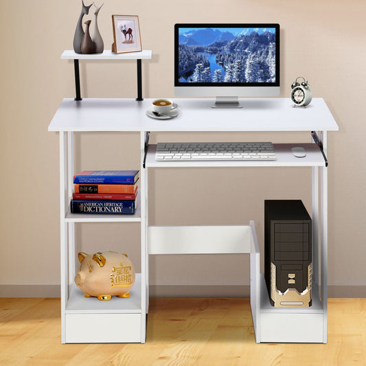 Compact Home Office Computer Desk Laptop PC Table Study With Shelves Workstation