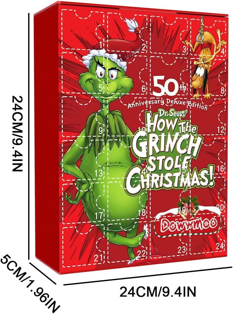 Christmas Grinchs Advent Calendar 2023, Christmas Countdown Calendar, 24 Days of Christmas Advent Calendar, 24PC Cute Cartoon Elf Figures Doll Xmas Vacation Stocking Stuffer Gifts Idea (A)