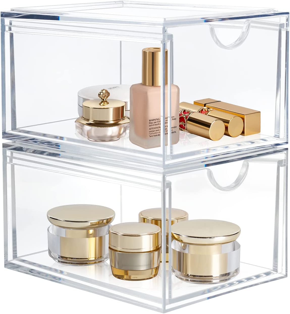 Stackable Cosmetic Organizer Drawers, Acrylic Clear Makeup Organiser