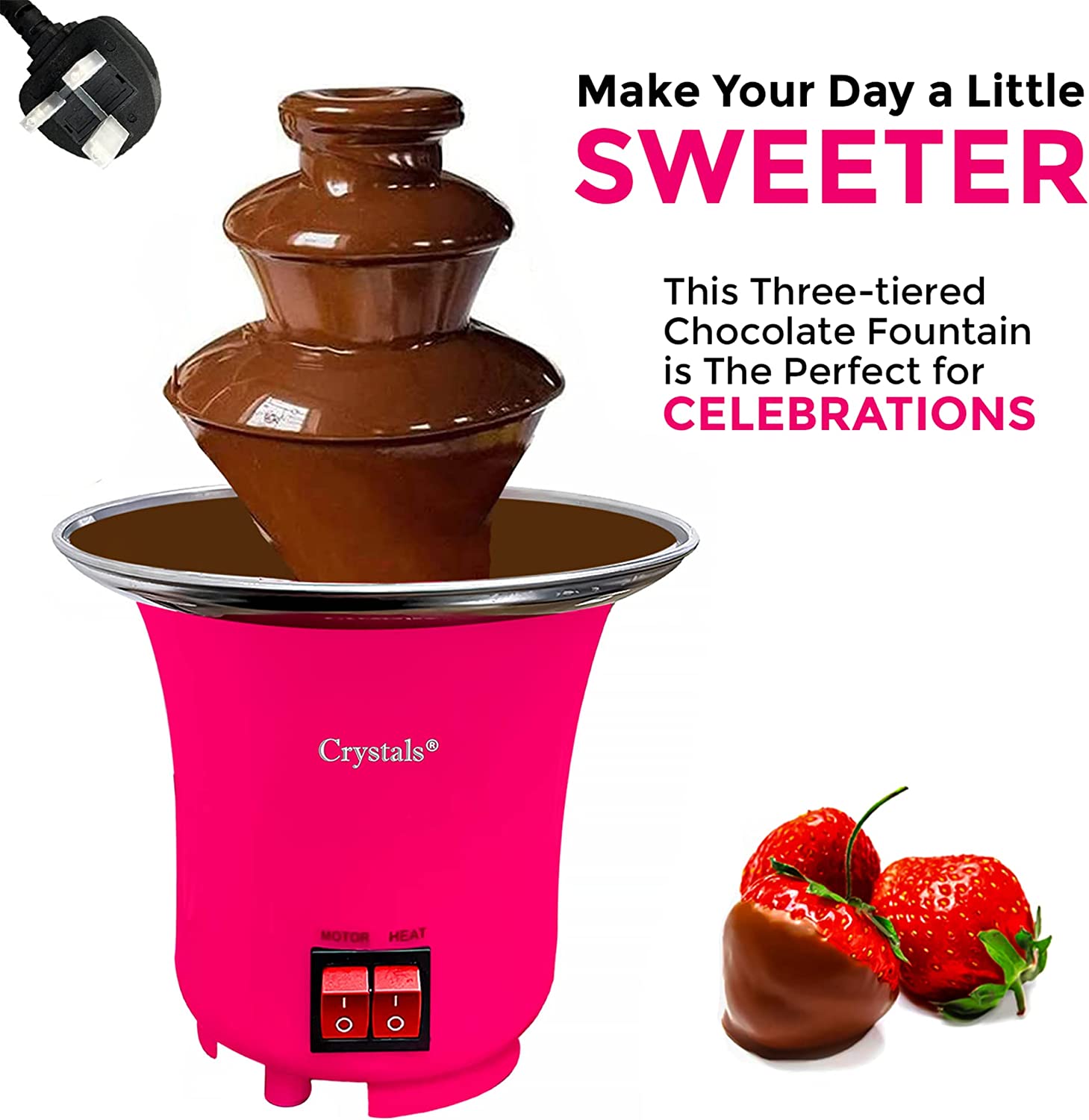 3 Tier Stainless Steel Electric Chocolate Warmer Dip Fountain Party Fondue