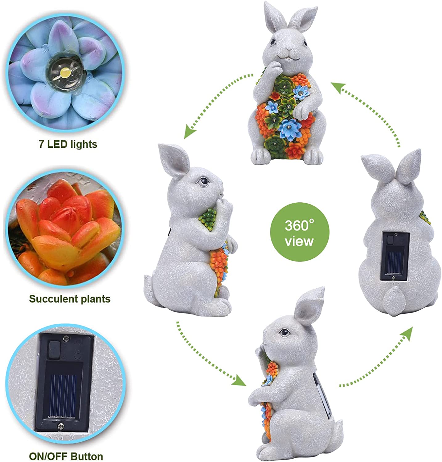 Rabbit Statue Solar Garden Ornaments