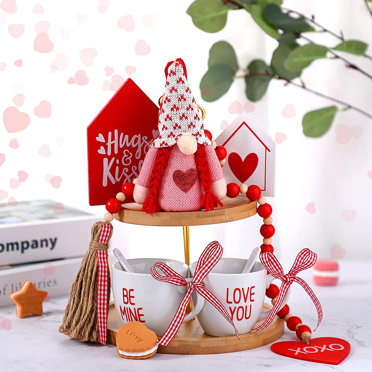 6 Pieces Valentine's Day Tiered Tray Decor