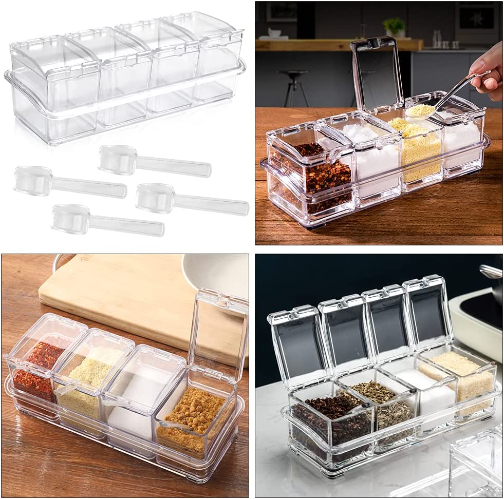 4 Piece Clear Acrylic Seasoning Box