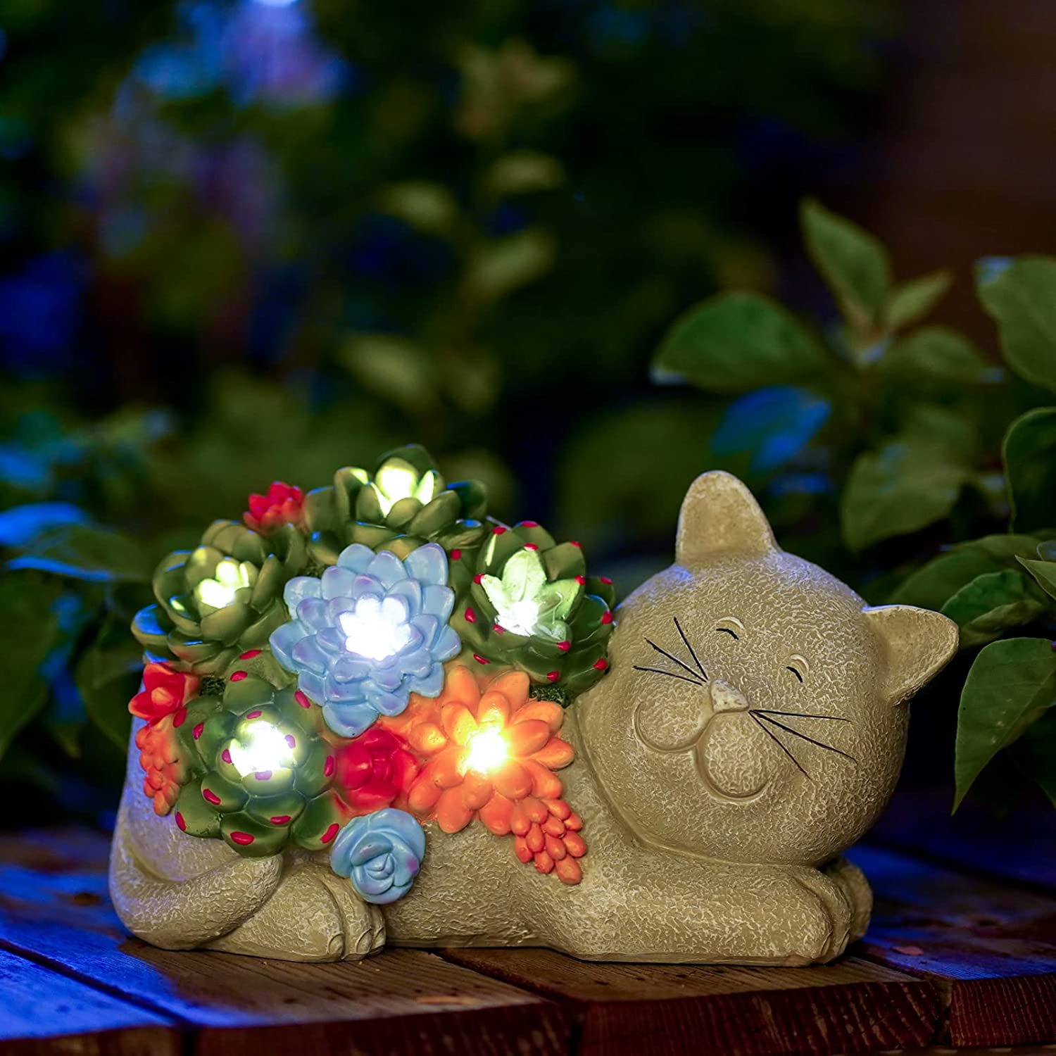 Cat Statue Solar Garden Ornaments Outdoor Decor