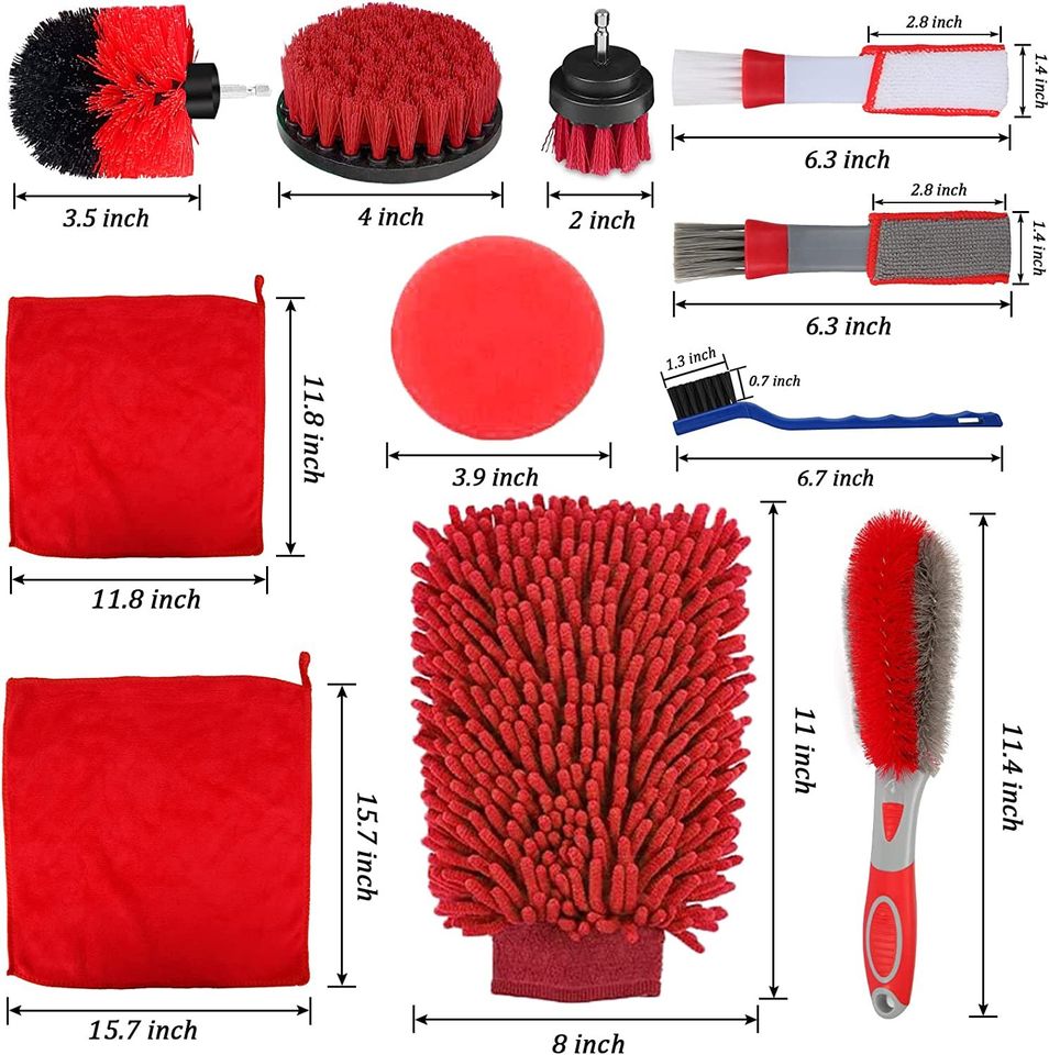 Car Detailing Kit, 24 Pieces Detailing Brush Set Car Interior Detailing Kit for Wash Cleaning Wheels, Interior, Exterior, Leather, Dashboard, Air Vents, Emblems