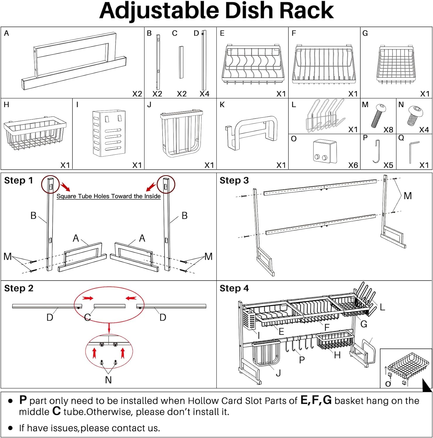 Over The Sink Dish Drying Rack with Fruit Basket, 2-Tier Kitchen Counter Dish Drainer Rack Adjustable (33.8 to 41.5 inch), Expandable Utensil Holder Caddy Metal Hook, Black