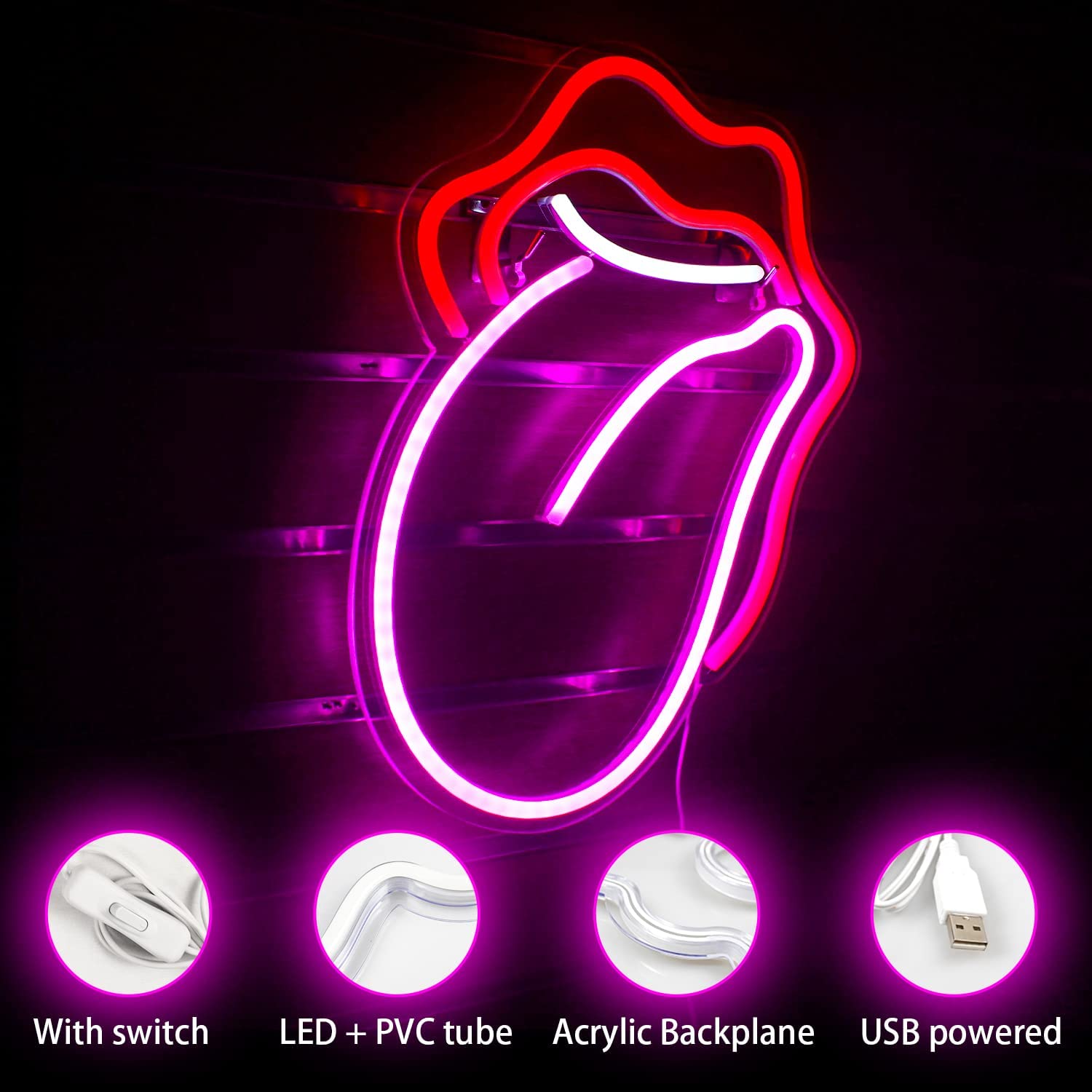 Neon Lip and Tongue Sign