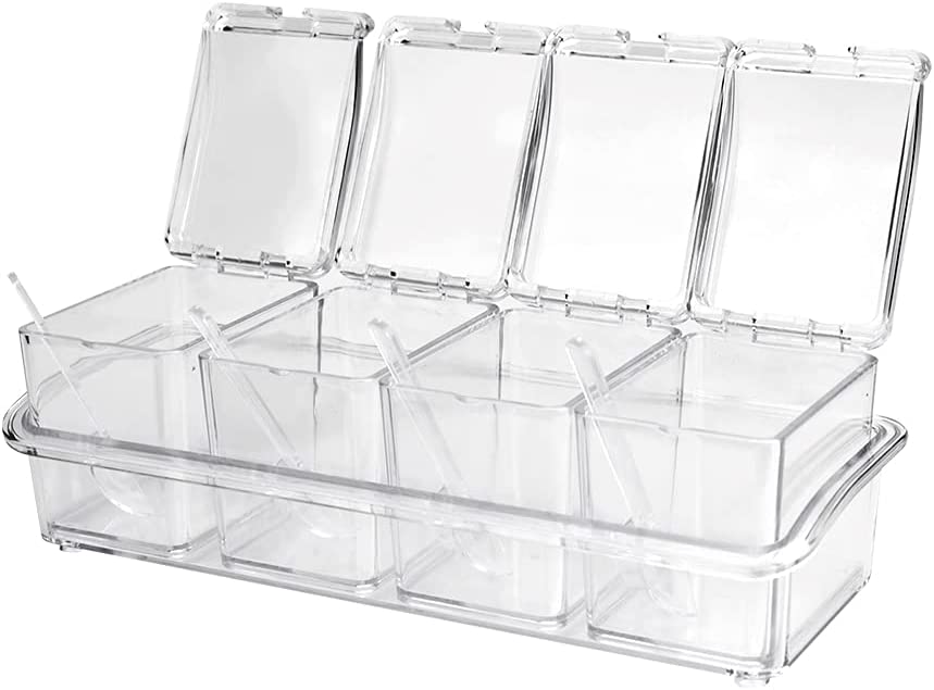 4 Piece Clear Acrylic Seasoning Box