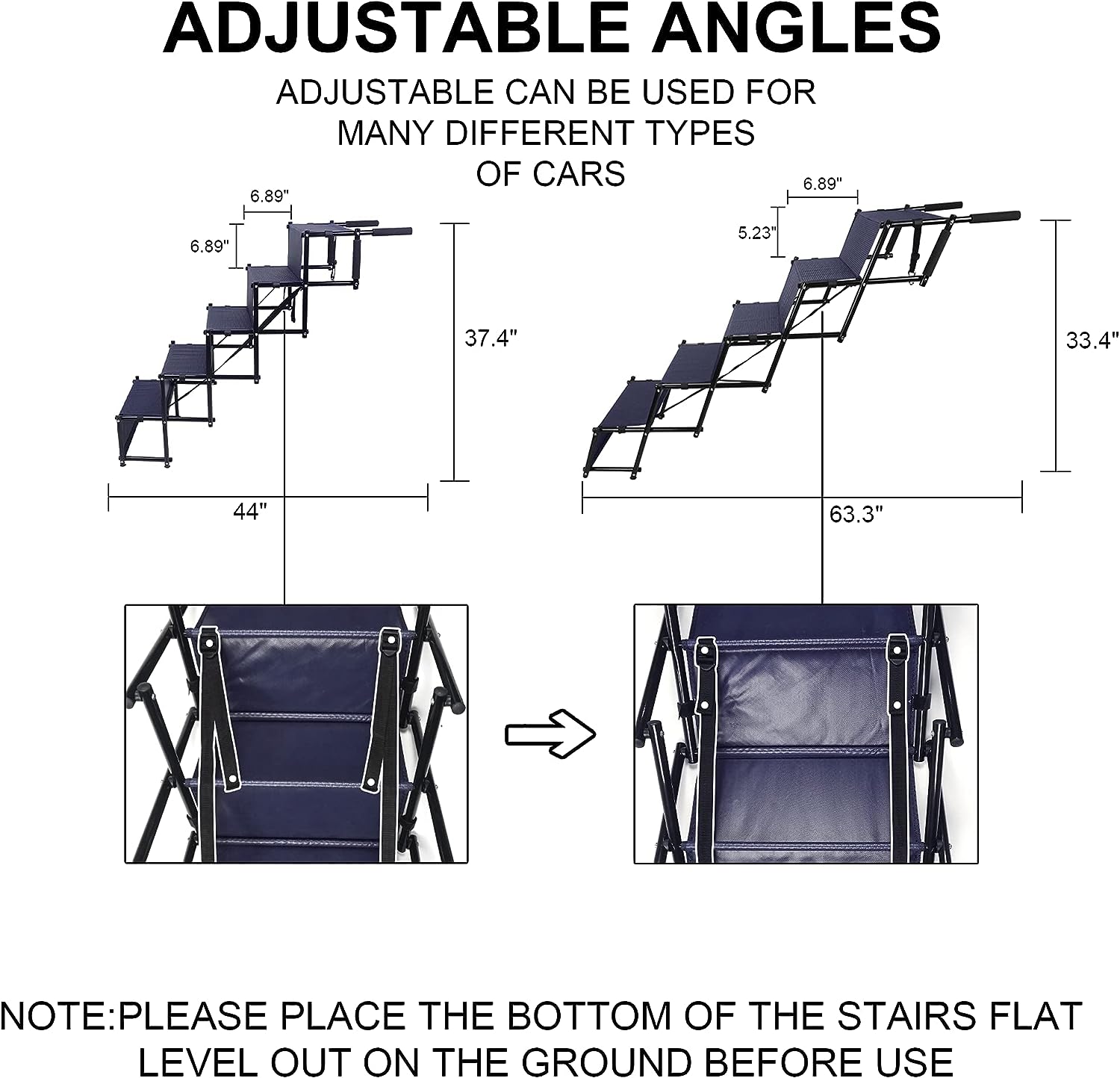 5 Steps Upgraded dog ramps for large dogs car, Lightweight Non-Slip Folding Portable Dog Stairs with Waterproof Surface, Great for Cars Trucks SUVs