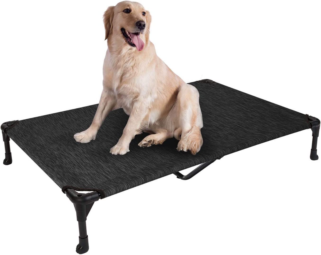 Cooling Elevated Dog Bed - Portable Raised Pet Cot with Washable & Breathable Mesh, No-Slip Rubber Feet for Indoor & Outdoor Use, Standard Package, X Large, Black