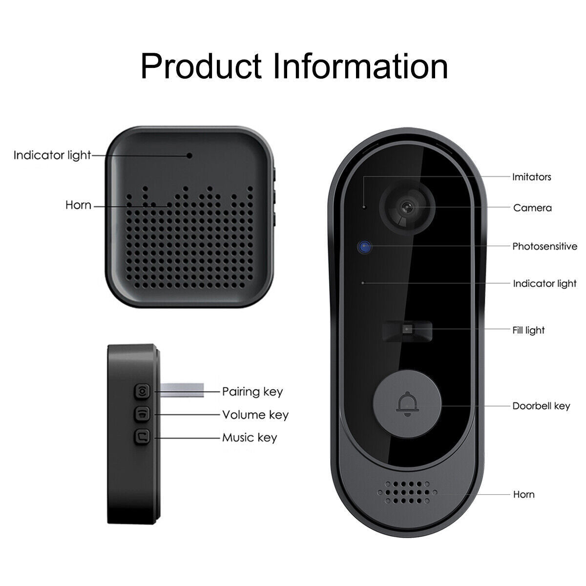 Wireless Smart Video Doorbell WiFi Security Camera Bell Phone Door Ring Intercom