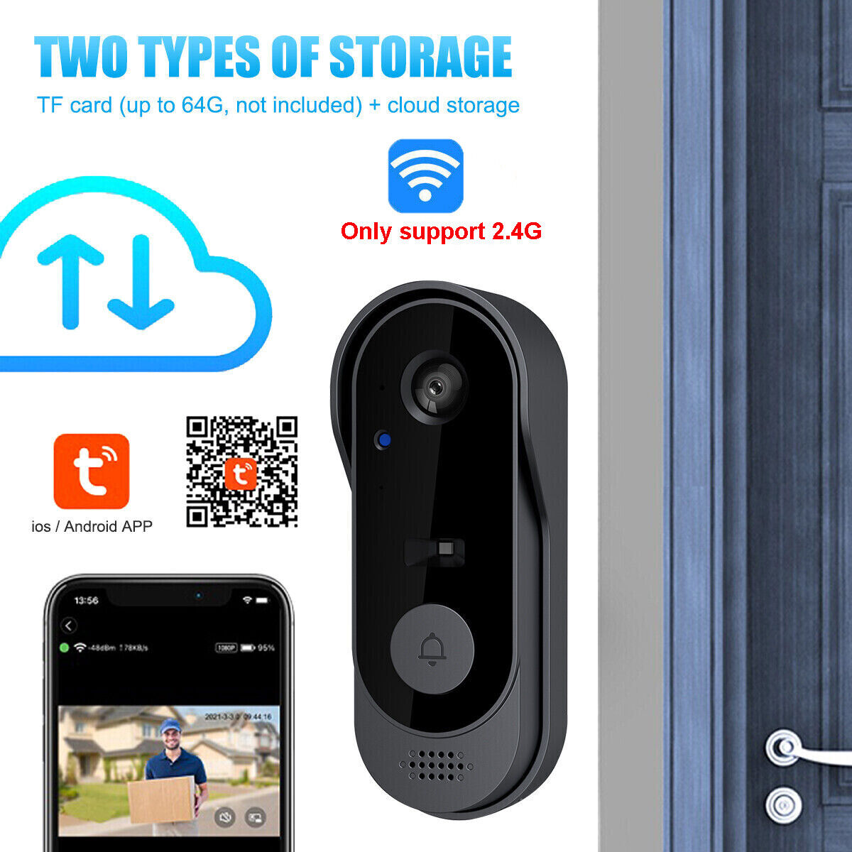 Wireless Smart Video Doorbell WiFi Security Camera Bell Phone Door Ring Intercom