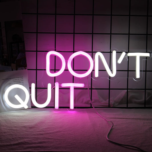 Neon Sign "Don’T Quit" Pink White Neon Lights Neon Light