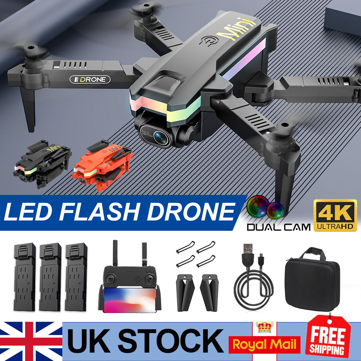 3 Batteries Drone X Pro 4K HD Selfie Camera WIFI FPV GPS Foldable RC Quadcopter