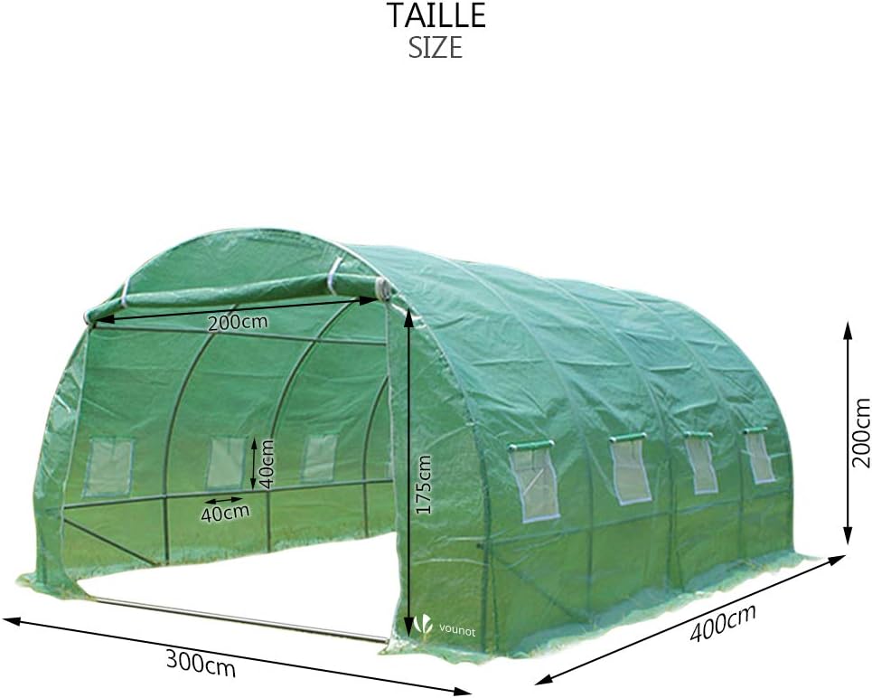 Polytunnel Greenhouse 4x3x2m Poly Tunnels Gardening Walk In Pollytunnel Tent with Steel Frame