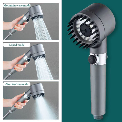 3 Modes Shower Head with Filter High Pressure Water Saving Massage Body Scalp Uk