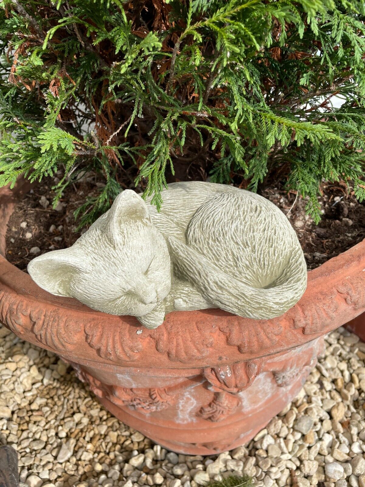 Sleeping Cat Statue | Reconstituted Stone Kitty Animal Concrete Garden Ornament