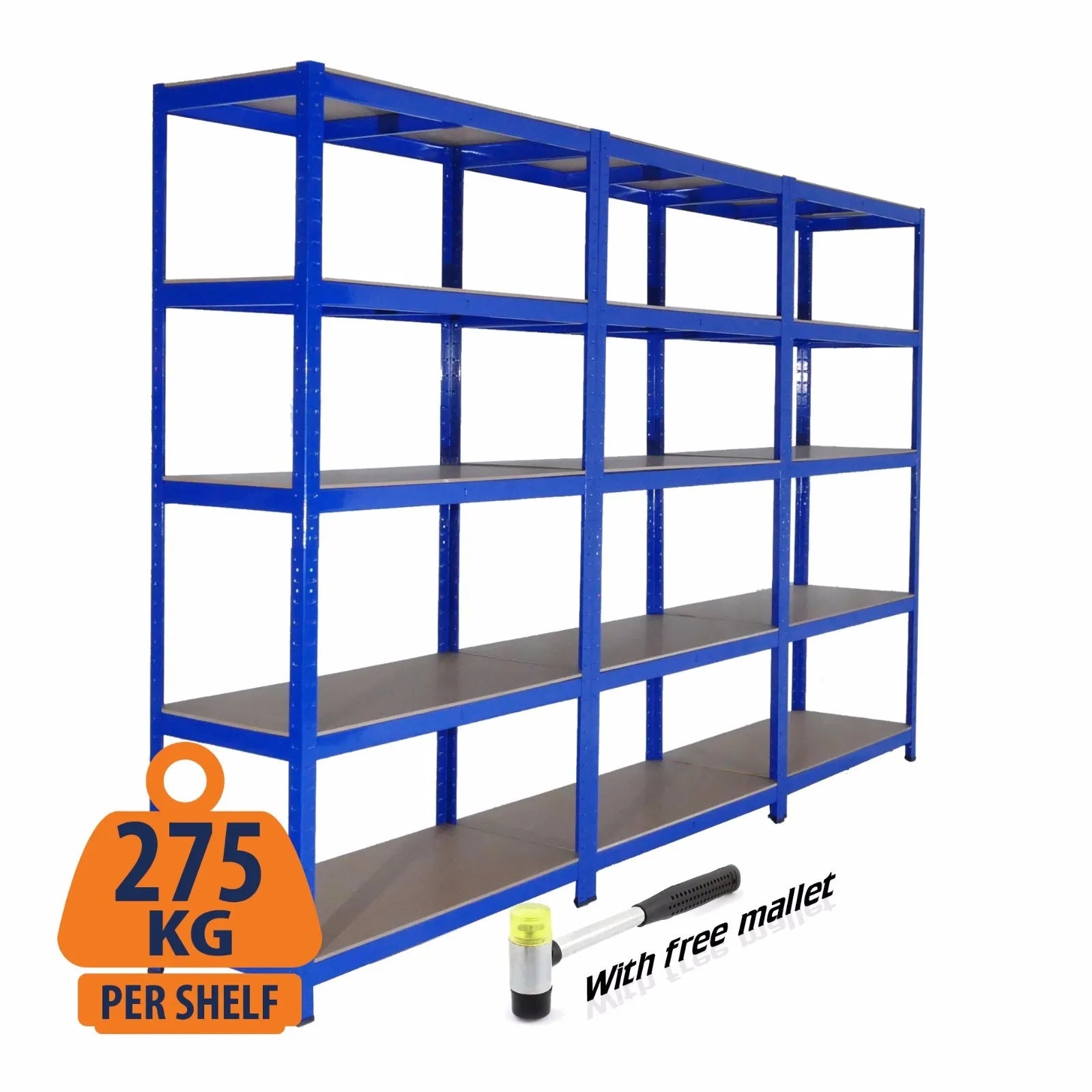 3 x Metal Racking Bays | Freestanding/Garage Shelving/Heavy Duty Storage Rack 1800Hx900Wx300D