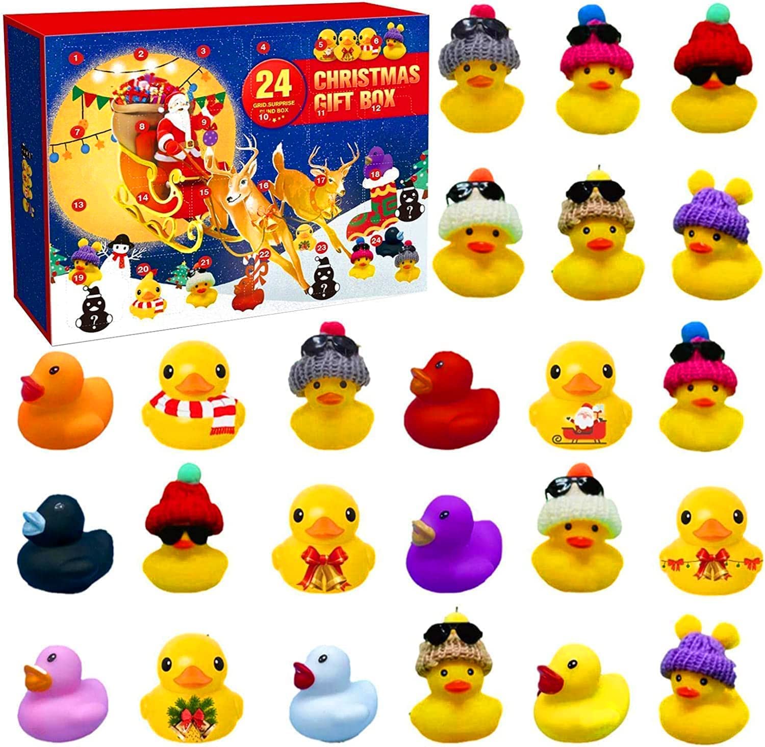 Toy Advent Calendar 2022 for Kids Testlili Rubber Ducks Christmas Countdown Calendar Surprise Gift Toys Collectible Figures for Kids