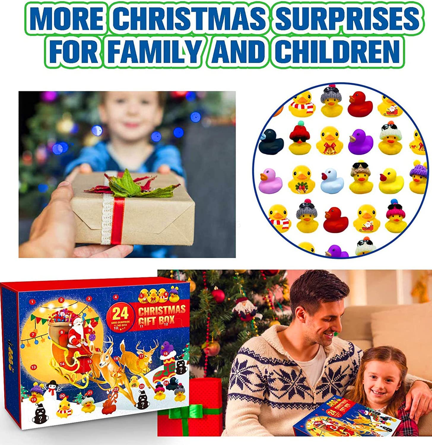 Toy Advent Calendar 2022 for Kids Testlili Rubber Ducks Christmas Countdown Calendar Surprise Gift Toys Collectible Figures for Kids