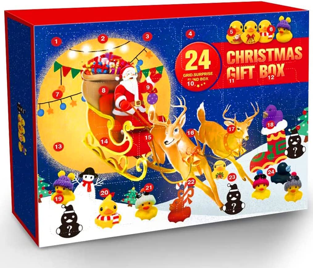 Toy Advent Calendar 2022 for Kids Testlili Rubber Ducks Christmas Countdown Calendar Surprise Gift Toys Collectible Figures for Kids