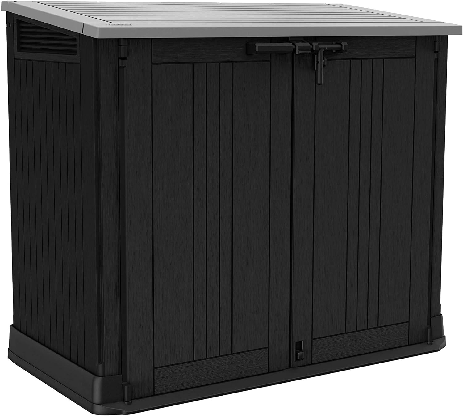 Outdoor Garden Storage Shed, 132 x 71.5 x 113.5 cm, Dark Grey with Light Grey Lid