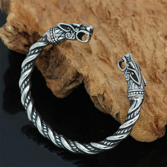 Antique Norse Viking Dragon Bracelet Cuff Bangle Wristband Men Jewellery Alloy