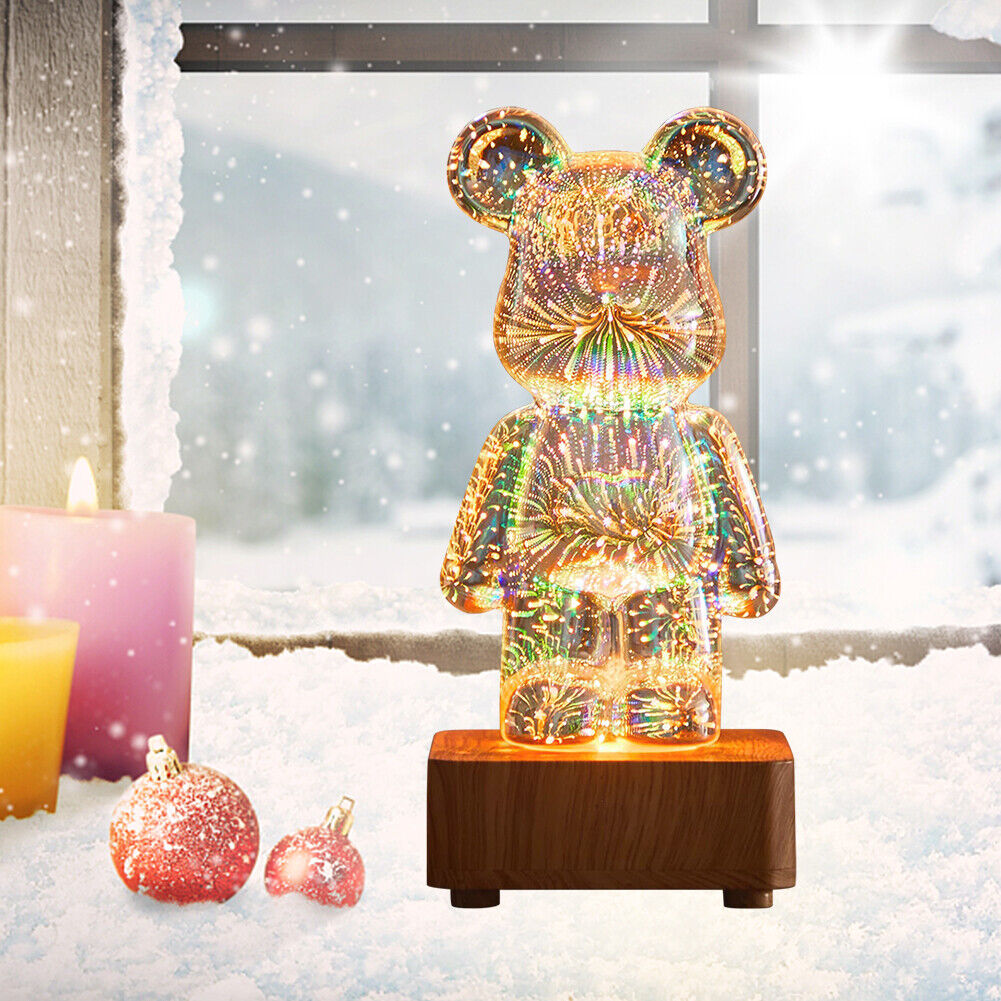 3D Bear Firework Light 7 Color Lights Table Lamp Dimming As Valentines Day Gift