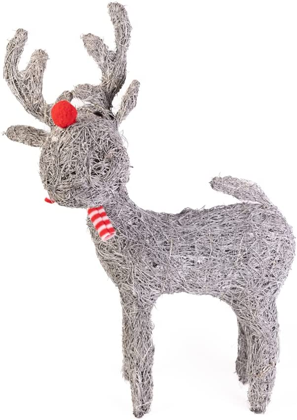 Christmas Rattan Reindeer with 80 White LEDs Christmas Decorations